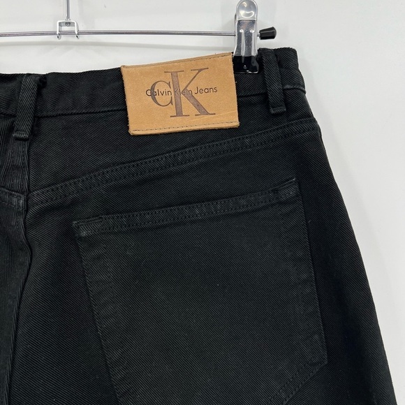 CK Calvin Klein Jeans Vintage Leather Patch Tapered 90's Moms Black Jeans Sz 13 - Picture 9 of 10